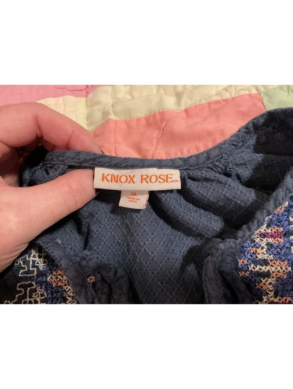 Knox Rose Navy Blue Embroidered Dress Size Medium